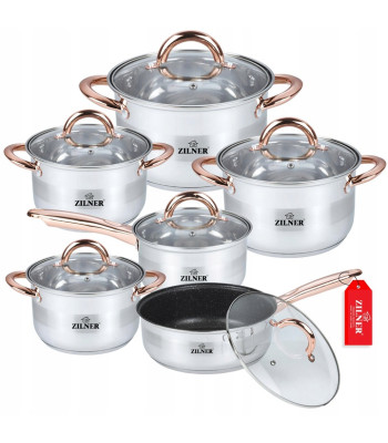 12 dalių nerūdijančio plieno puodų rinkinys ZILNER ZL-8130