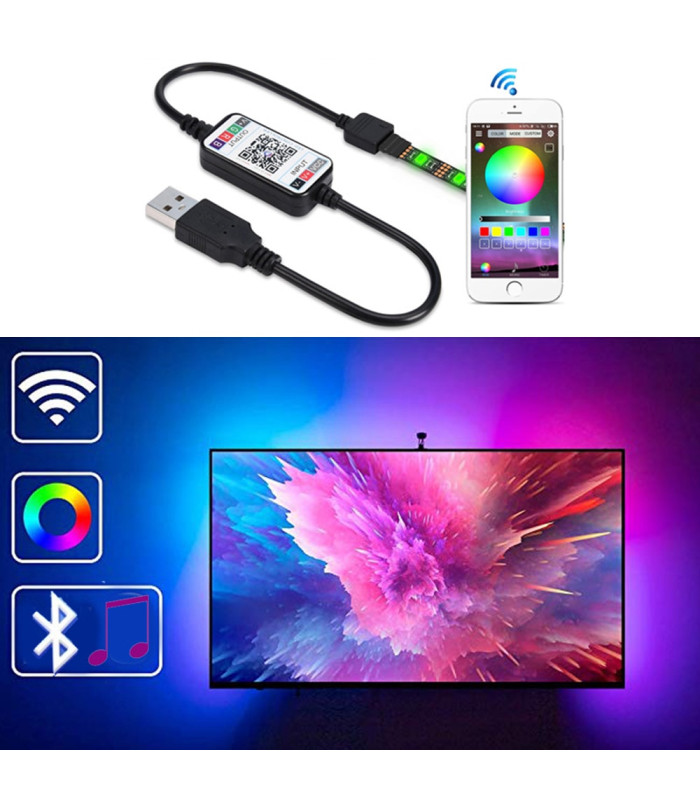 LED RGB juosta 5M atspari drėgmei su BLUETOOTH valdymu