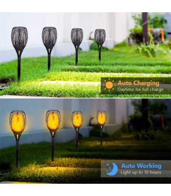 Lauko sodo LED šviestuvas su liepsnos imitacija nuo saulės L 58cm