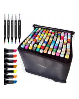 Dvipusiai markeriai - flomasteriai su dėklu, 120vnt