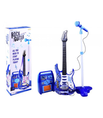 Elektrinė gitara su mikrofonu ir stiprintuvu (mėlyna)