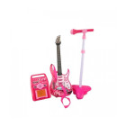 Elektrinė gitara su mikrofonu ir stiprintuvu (rožinė)