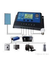 Įtampos reguliatorius fotoelektrinėms plokštėms 12V / 24V 10A LCD