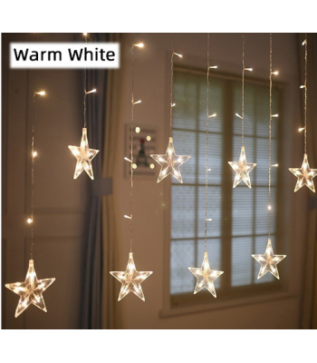 Kalėdinė LED dekoracija - girlianda Žvaigdės Šiltai balta spalva 6104