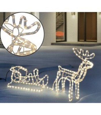 Kalėdine LED dekoracija elnias su rogėmis L 9m