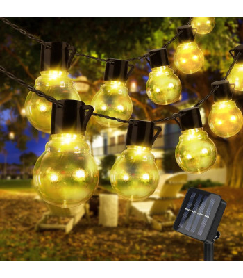 Lauko terasos girlianda - didelės lemputės su saulės baterija 5M 20LED