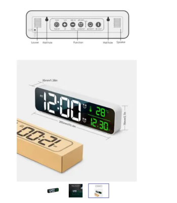LED didelis veidrodinis laikrodis su žadintuvu Music Alarm Clock