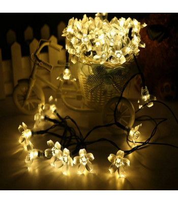 LED girlianda - silikoninės gėlytės su saulės baterija 5m 40LED