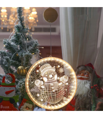LED lango dekoracija Sniego senis, šilta šviesa