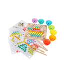 Medinė dėlionė Montessori su spalvotais rutuliukais BEAD HOLDER