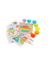 Medinė dėlionė Montessori su spalvotais rutuliukais BEAD HOLDER