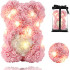 Kvepiantis meškiukas iš rožių 40cm su LED lemputėmis ir dėžute