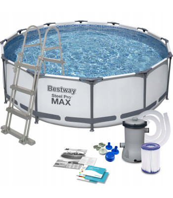 Erdvus apvalus karkasinis baseinas su priedais, Bestway Steel Pro Max, 366 × 100 cm