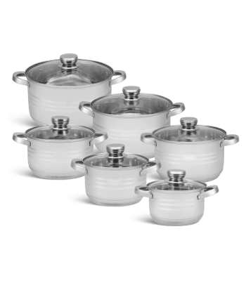 12 dalių nerūdijančio plieno puodų rinkinys su dangčiais, ZILNER PREMIUM ZL-8123