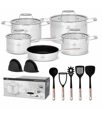 16 dalių nerūdijančio plieno puodų rinkinys su keptuve ir virtuvės įrankiais, ZWILLENTOFF ZT-33252
