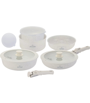 Akmens masės 11 dalių puodų ir keptuvių rinkinys su nuimama rankena, ZILNER ZL-8571