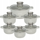 Akmens masės 12 dalių puodų rinkinys su marmurine danga, ZILNER ZL-8573