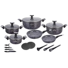 Akmens masės puodų ir keptuvių rinkinys su virtuvės įrankiais 19 dalių, ZILNER ZL-8821