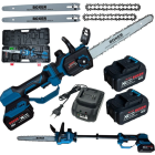 Akumuliatorinis grandininis pjūklas su dviem 12 colių šinomis ir teleskopiniu kotu BOXER BX-3439