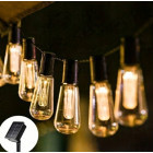 LED dekoratyvinė RETRO lauko girlianda su saulės baterija 5 m, 20 LED, šiltai balta