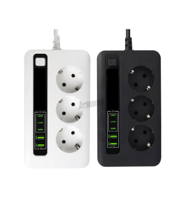 Prailgintuvas 2m su 3 lizdais, 2 USB ir 3 Type-C jungtimis BKL-04EU