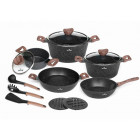 ZILNER 15 dalių puodų rinkinys su nelipnia granito danga ir virtuvės reikmenimis ZL-8518