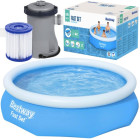 Baseinas su pripučiamu žiedu ir filtravimo siurbliu 305 x 76 cm – BESTWAY 57270
