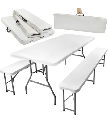 Sulankstomas sodo stalas 180 cm. + 2 suolai