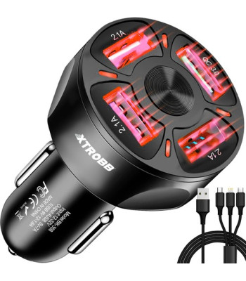 4x USB automobilinis įkroviklis + laidas