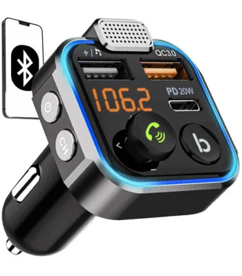 Bluetooth FM siųstuvas su automobilio įkrovikliu 12V/24V