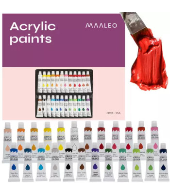 Akriliniai Dažai 24 Spalvos po 12 ml