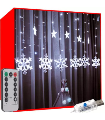 Kalėdinė LED dekoracija - girlianda Žvaigždės ir Snaigės 5,4m