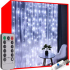 Šviesos užuolaida 300 LED USB šaltai balta
