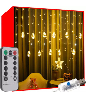 LED šviesos užuolaida su kamuoliukais ir nuotolinio valdymo pultu