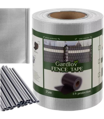 Tvoros juosta su 20 klipsų, 0,19 x 35 m (450g/m²), balta/pilka