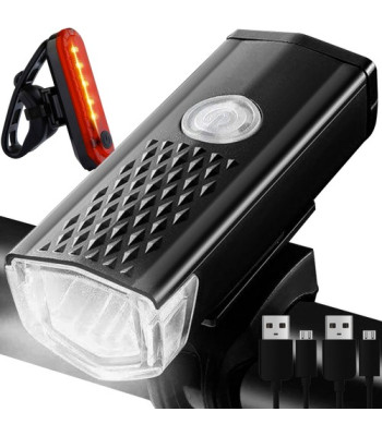 LED dviračių žibintas USB su galiniu žibintu