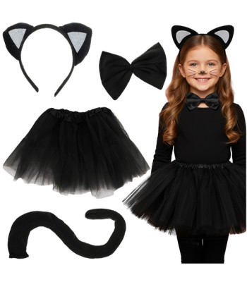 KRUZZEL katės kostiumas - juodas 4 dalys