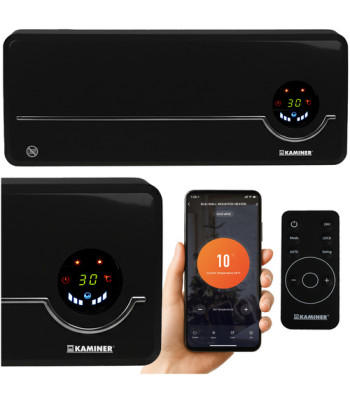 Kurtyna Oro KAMINER AIRO - Stiprus Elektrinis Sieninis Šildytuvas su WiFi ir Nuotolinio Valdymo Pultu