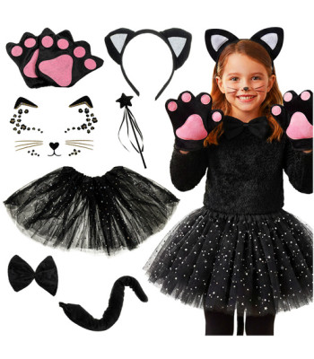 Kostiumas katino KRUZZEL 7 dalių - juodas kostiumas mergaitei