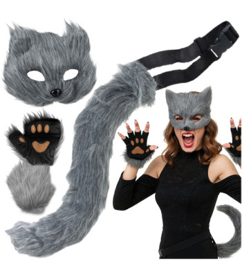 RUHHY Katės/Lapės/Vilko Kostiumas (4 dalys) - Pilkas