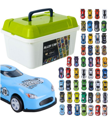 Automobilių žaislai su traukos mechanizmu, 50 vnt. lagamine