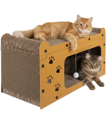 Katės draskyklė su nameliu Purlov 3in1