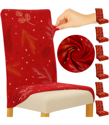 Kalėdiniai kėdės užvalkalai RUHHY, 6 vnt., raudoni, elastingi 50x40x40 cm