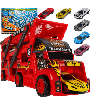 Žaislinis sunkvežimis su 6 automobiliais