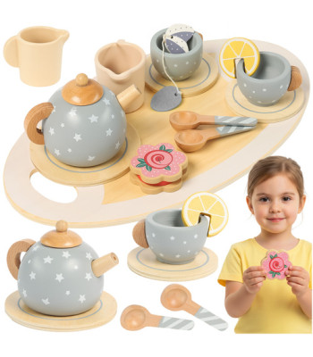 Karuzelės medinis arbatos rinkinys vaikams pilkas