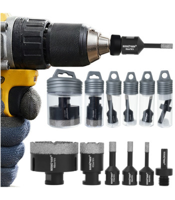 Deimantinių Grąžtų Rinkinys BIGSTREN M14 6–68 mm + Adapteris - 6 dalių komplektas plytelėms ir keramikai