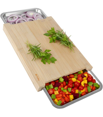 Bambukinė pjaustymo lenta su indeliais Ruhhy 25707