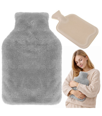 Termoforas RUHHY su pilku pliušiniu užvalkalu 1,8 l