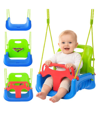 Vaikiška sūpynė 3in1 žalia-mėlyna Kruzzel