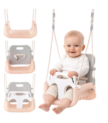 Vaikiškos sūpynės 3in1 pilkai smėlio spalvos Kruzzel